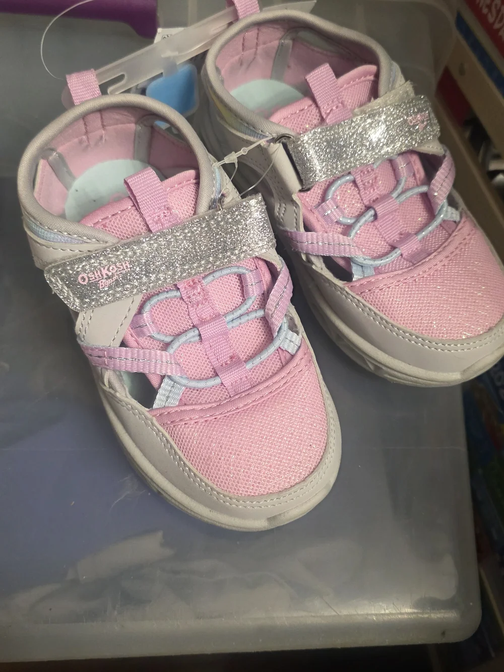OshKosh B'gosh Little Girls Pink Glitter Strap Sneakers